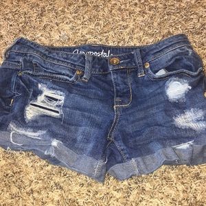 Dark washed aero jean shorts